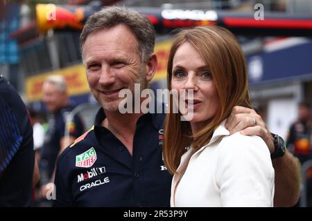 Christian Horner della Red Bull Racing e sua moglie Geri Halliwell si sono visti dopo il Gran Premio di Monaco F1 al circuito di Monaco il 28 maggio 2023 a Monte-Carlo, Monaco. Foto Stock