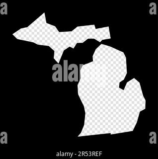 Mappa stencil del Michigan. Mappa semplice e minimale del Michigan. Rettangolo nero con forma di taglio dello stato statunitense. Illustrazione Vettoriale