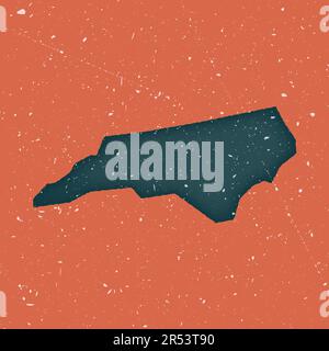 Mappa d'epoca del North Carolina. Mappa grunge dello stato degli Stati Uniti con trama in difficoltà. Poster del North Carolina. Illustrazione vettoriale. Illustrazione Vettoriale