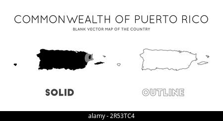 Mappa di Puerto Rico. Mappa vettoriale vuota del Paese. Confini di Puerto Rico per la vostra infografica. Illustrazione vettoriale. Illustrazione Vettoriale