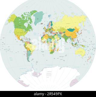 Proiezione della mappa del mondo politico Van der Grinten Illustrazione Vettoriale