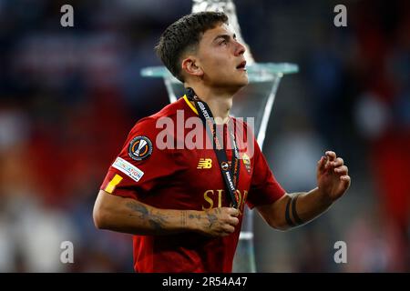 Sevilla, Spagna. 31st maggio, 2023. Paulo Dybala di AS Roma durante la partita della UEFA Europa League, la finale tra il Sevilla FC e l'AC Roma si è giocato allo stadio Puskas Arena il 31 maggio 2023 a Budapest, Ungheria. (Foto di Antonio Pozo/PRESSIN) Credit: PRESSINPHOTO SPORTS AGENCY/Alamy Live News Foto Stock