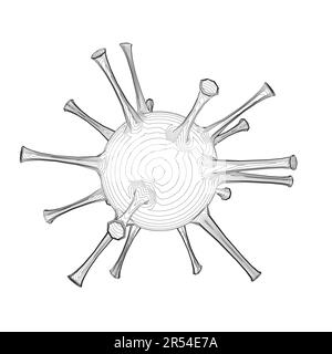 Batteri del coronavirus icona della cellula, 2019-nCoV, Covid-2019, Covid-19 nuovi batteri del Coronavirus. Nessuna infezione e Stop concetti di Coronavirus. Coro pericoloso Illustrazione Vettoriale