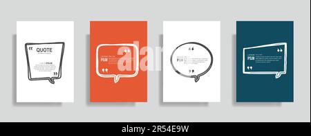 Virgolette set di modelli vuoti, testo tra parentesi, banner infografica, citazioni vuote, fumetti vocali. Casella di testo moderna isolata su sfondo colorato Illustrazione Vettoriale