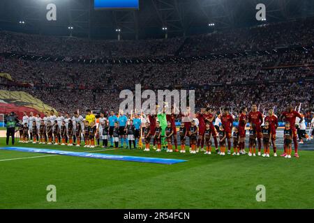 Budapest, Ungheria. 01st giugno, 2023. Una visione generale della Puskas Arena durante la finale della UEFA Europa League 2023 tra il Sevilla FC e AS Roma alla Puskas Arena di Budapest, Ungheria il 31 maggio 2023 (Foto di Andrew SURMA/ Credit: Sipa USA/Alamy Live News Foto Stock