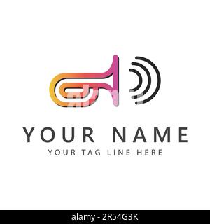 Logo musicale Design Listen Ear Music Note logotipo Illustrazione Vettoriale