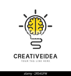 Idea creativa Logo Design bulbo logo icona matita Illustrazione Vettoriale