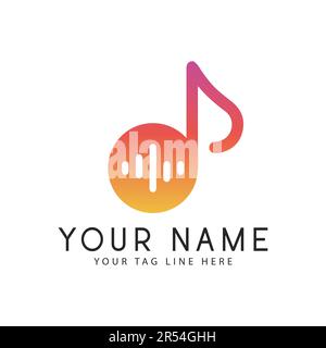 Logo musicale Design Listen Ear Music Note logotipo Illustrazione Vettoriale