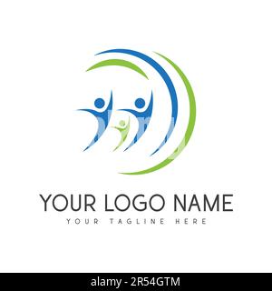 Casa di disegno del logo di cura della famiglia logotipo della persona della famiglia Illustrazione Vettoriale