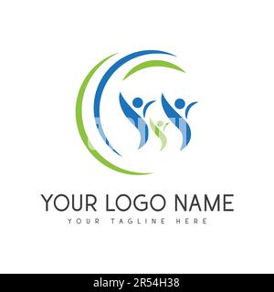 Casa di disegno del logo di cura della famiglia logotipo della persona della famiglia Illustrazione Vettoriale