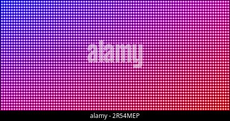 Sfondo dello schermo a LED con sequenza di luci a punti. Pannello video a parete con griglia di pixel colorati. Display lcd digitale con lampade a diodi, illustrazione realistica vettoriale Illustrazione Vettoriale