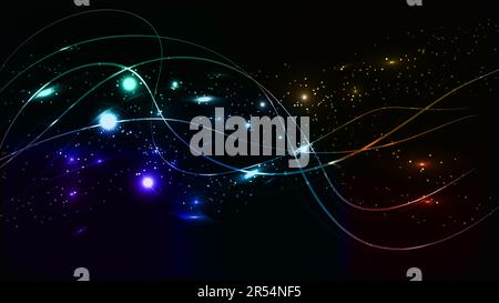Astratto multicolore bello digitale moderno magico lucido energia elettrica laser texture neon con linee e onde strisce, sfondo. Illustrazione Vettoriale