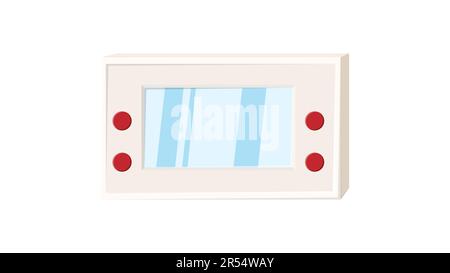 Vecchia console portatile per videogiochi portatile con isometria retro vintage e pulsanti e schermo per i giocatori del 70s 80s 90s. icona bianca. Illustrazione vettoriale. Illustrazione Vettoriale
