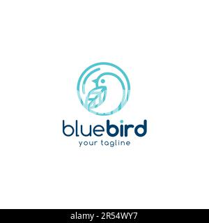 Logo Blue Bird. Logo Bird Kids. Icona uccello Illustrazione Vettoriale