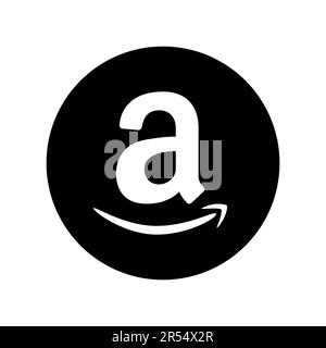 Vinnytsia, Ucraina - 16 maggio 2023. Logo sociale Amazon in stile piatto. L'icona dei social media può essere utilizzata per il Web, i dispositivi mobili e l'interfaccia utente. Icona iniziale di Amazon isol Illustrazione Vettoriale