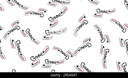 Texture motivo senza cuciture da un antico controller joystick retrò hipster d'epoca per videogiochi sullo sfondo degli anni '70s, '80s, '90s. Il backg Illustrazione Vettoriale