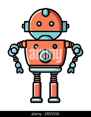 Robot, chatbot, ai bot personaggio, cartoon mascotte. Illustrazione Vettoriale