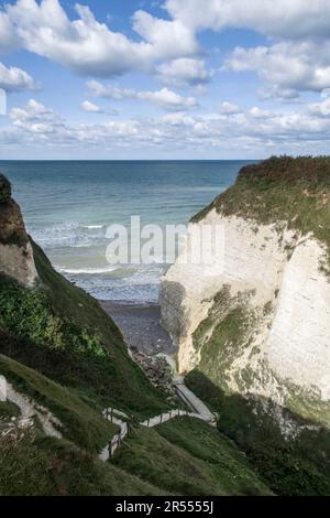 Varengeville-sur-Mer (Francia settentrionale): Valle sospesa "valleuse des Moutiers" lungo la costa normanna "cote d'Albatre" (Costa d'Alabastro) Foto Stock