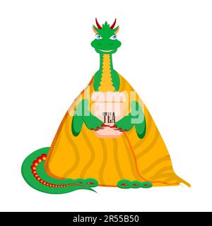 Drago verde character.Dragon simbolo di 2024. Illustrazione Vettoriale