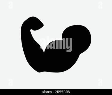 Icona bicep. Braccio muscolo forte muscolare Bodybuilding corpo costruire palestra forza mano segno simbolo Black Illustrazione grafica clipart EPS vettore Illustrazione Vettoriale