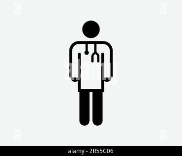 Medico Stick personaggio icona persona medico stetoscopio sanitario lavoratore medico staff Firma simbolo nero Illustrazione grafica Clipart EPS VECTO Illustrazione Vettoriale