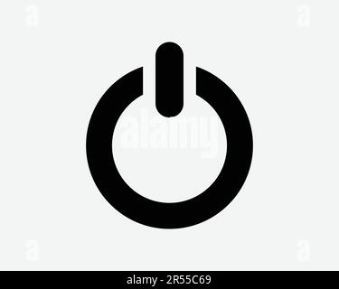 On Off icona di alimentazione. Pulsante Start Stop Switch computer Shutdown Round Shape Outline Sign Symbol Black Artwork Graphic Illustration Clipart EPS Vector Illustrazione Vettoriale