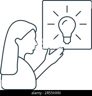 Icona di presentazione idea. Bianco e nero semplice segno da idea collezione. Icona di presentazione idea per logo, modelli, web design e infografica. Illustrazione Vettoriale