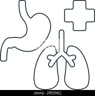 Icona medicina interna. Bianco e nero semplice segno da collezione medica speialista. Icona di medicina interna per logo, modelli, web design e. Illustrazione Vettoriale
