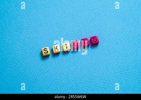 Abilità - concetto di parola su cubi, testo, lettere Foto Stock