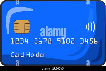 Carta di credito blu. Cartone animato. Illustrazione vettoriale Illustrazione Vettoriale