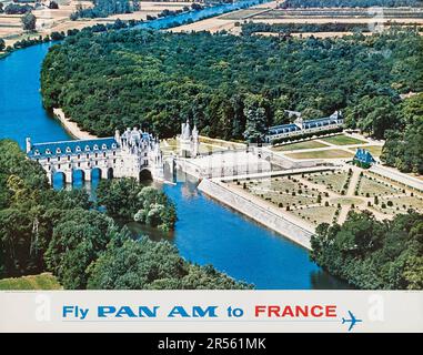 Poster di viaggio, Pan American - Fly Pan Am verso la Francia, 1960s - Valle della Loira Foto Stock