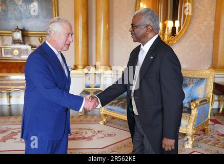Re Carlo III riceve l'Alto Commissario delle Bahamas, Paul Andrew Gomez, durante un'udienza a Buckingham Palace, Londra. Data immagine: Giovedì 1 giugno 2023. Foto Stock