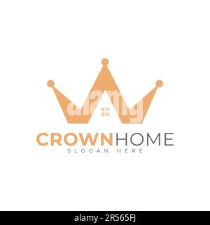 eps10 vettore corona casa o immobiliare logo modello isolato su sfondo bianco Illustrazione Vettoriale
