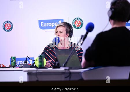 Parigi, Francia. 31st maggio, 2023. Celine Geraud (radio Europa 1) durante il torneo di tennis French Open, Grand Slam del 31 maggio 2023 allo stadio Roland Garros di Parigi, Francia. Foto Victor Joly/DPPI Credit: DPPI Media/Alamy Live News Foto Stock