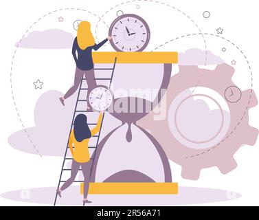 Illustrazione vettoriale. Orologio e persone Illustrazione Vettoriale