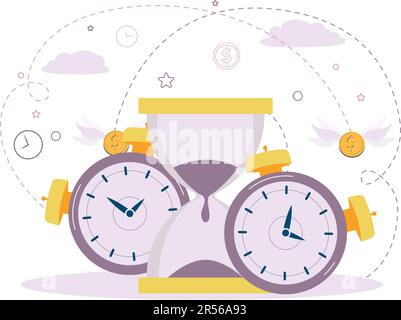 Illustrazione vettoriale. Orologio e clessidra Illustrazione Vettoriale