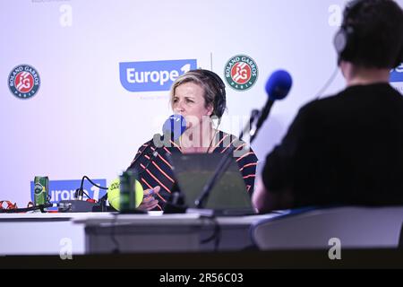 Celine Geraud (radio Europa 1) durante il torneo di tennis French Open, Grand Slam del 31 maggio 2023 allo stadio Roland Garros di Parigi, Francia. Foto Victor Joly / DPPI - Foto: Victor Joly/DPPI/LiveMedia Foto Stock