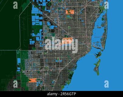 Mappa vettoriale della città di Miami, Florida USA Illustrazione Vettoriale