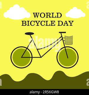 Illustrazione vettoriale di uno sfondo per la Giornata Mondiale della bicicletta. Foto Stock