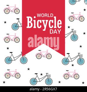 Illustrazione vettoriale di uno sfondo per la Giornata Mondiale della bicicletta. Foto Stock