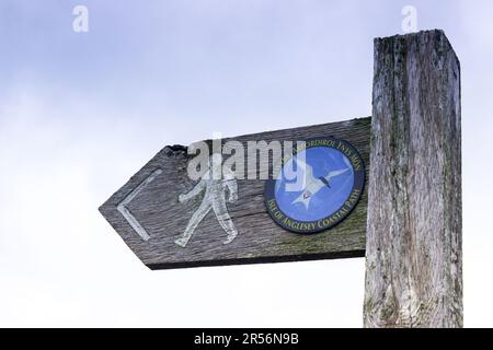 Anglesey strada costiera segnale Foto Stock