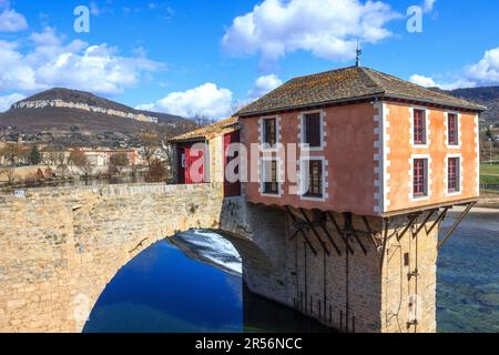 Vecchia casa ponte in Francia Foto Stock