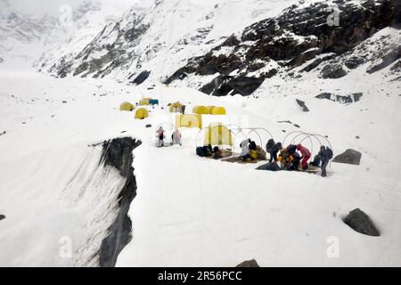 Kirghizistan. Campo base di Khan Tengri Foto Stock