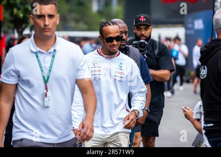 Circuit de Barcelona-Catalunya, Barcellona, SpainMonaco, 1,June.2023: Lewis Hamilton , durante il Gran Premio di Formula uno di Monaco Foto Stock