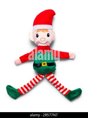 Ripieno Natale Elf Toy taglio su bianco. Foto Stock