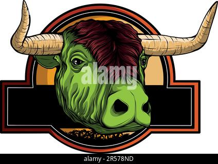 illustrazione della testa di vacca sul logo Illustrazione Vettoriale