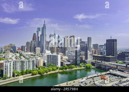 Vista aerea dello skyline di Philadelphia Pennsylvania USA Foto Stock