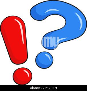 Punto interrogativo e punto esclamativo. Cartone animato. Illustrazione vettoriale Illustrazione Vettoriale