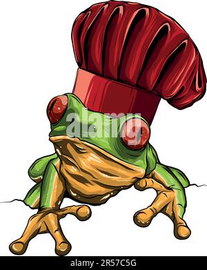 Illustrazione vettoriale della mascotte cartoon dello chef Frog Illustrazione Vettoriale