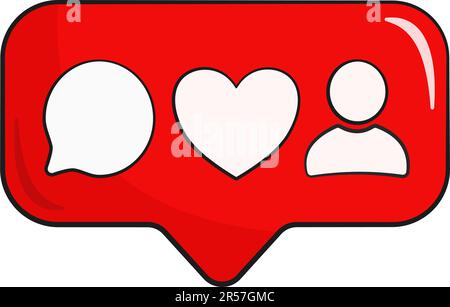 Commento, ad esempio, follower, icona di notifica. Cartone animato. Illustrazione vettoriale Illustrazione Vettoriale
